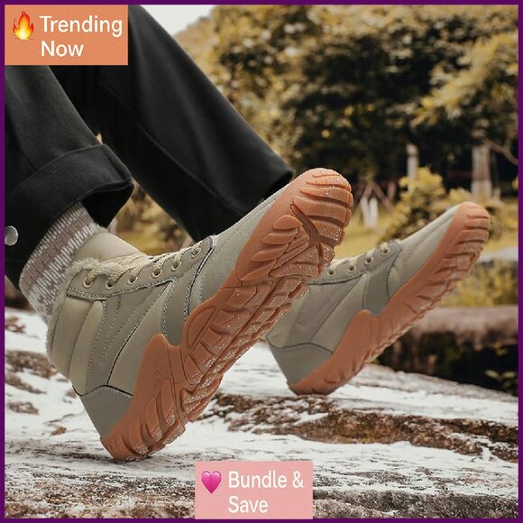 Winter Hiking Boots Wide Toe Box Waterproof Snow Boots Zero Drop Sole - Picture 2 of 7